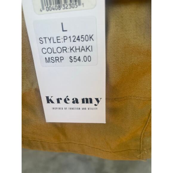 NWT Kreamy Cargo Shorts With Black Belt khaki Sz large - Picture 6 of 7